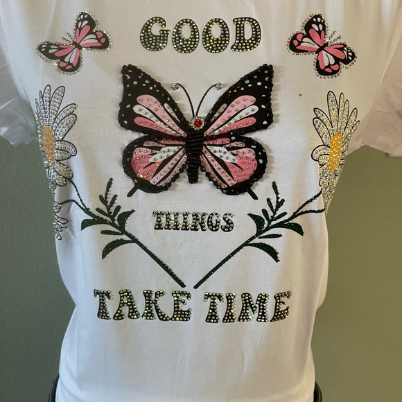 Vinizbena White Women T-Shirt New - Picture 5 of 7